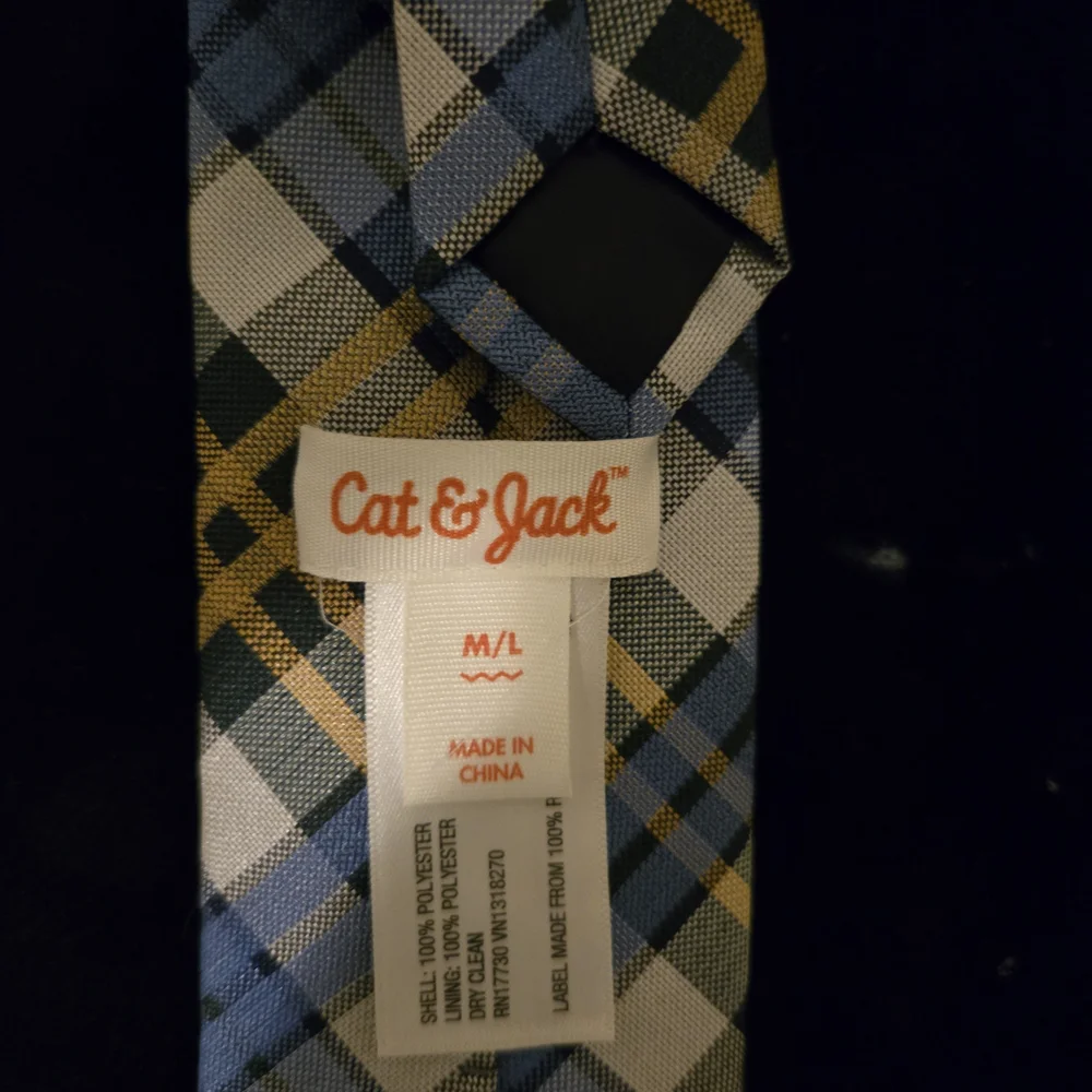 Blue and Yellow Plaid Kids's Tie Size M/L
